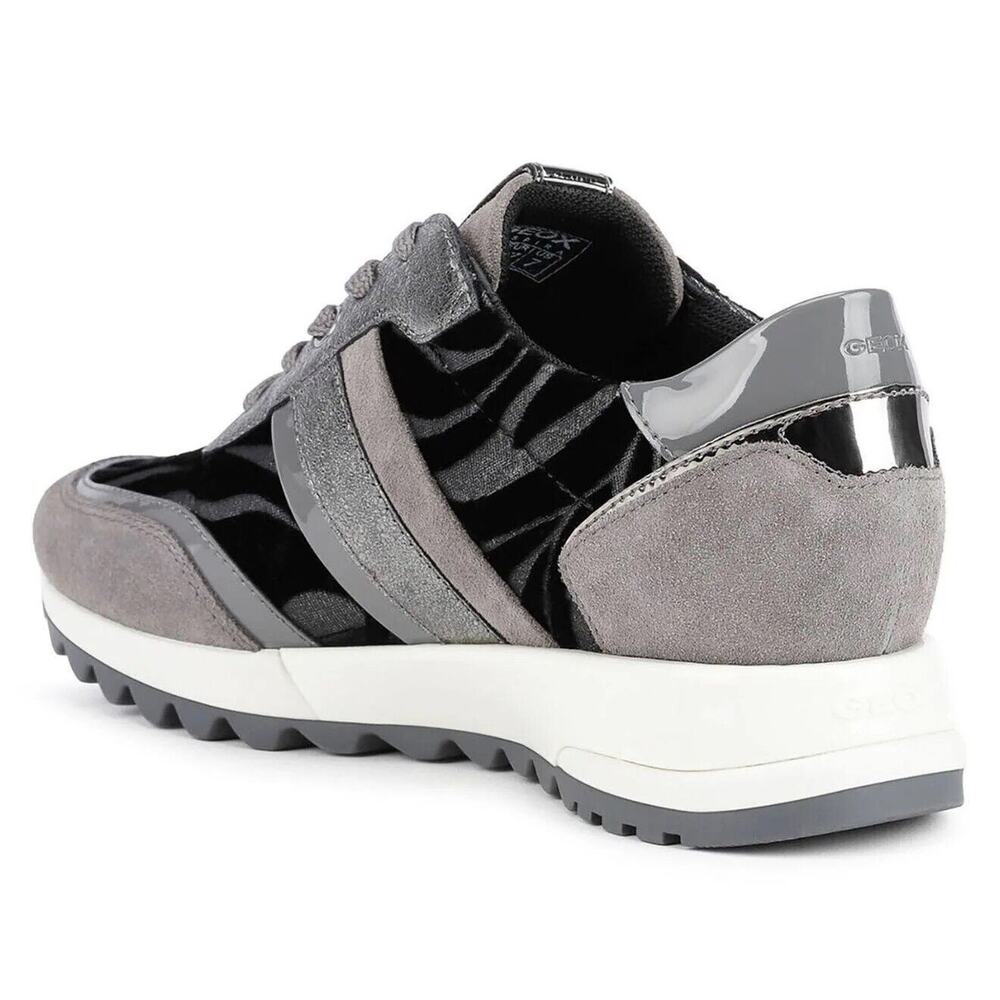 Geox Tabelya Sneakers Dark Grey, Black Velvet ,Suede Comfort Tennis Shoes 7 $170 - Picture 3 of 7